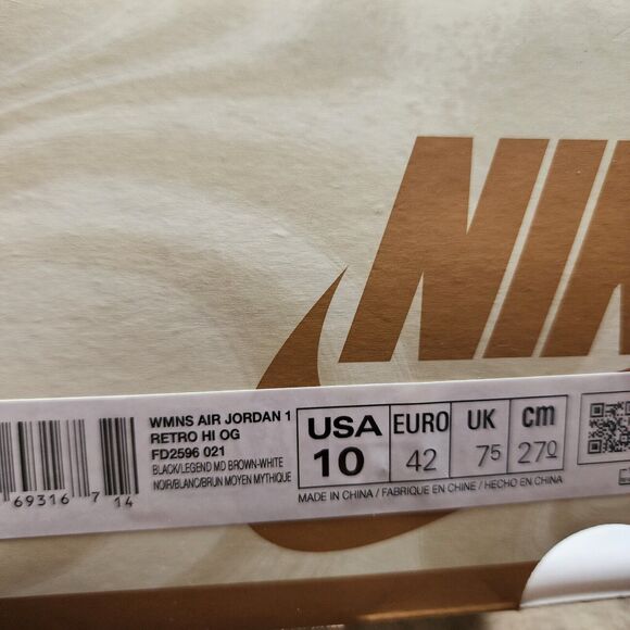 Wmns Air Jordan 1 Retro OG High Latte Brand New Sz 10 - Picture 10 of 10